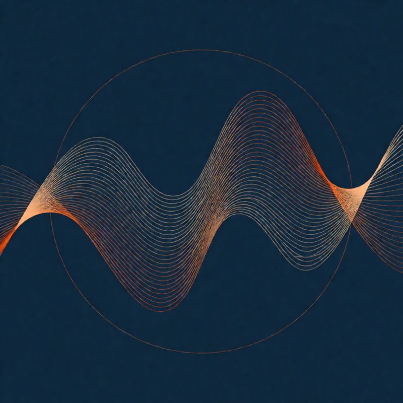 Radiowerk cover: orange wave lines on midnight blue