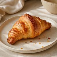 Butter croissant, golden brown, flaky